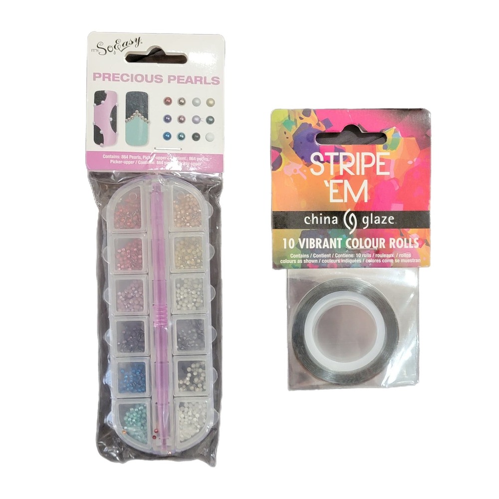 Nail Art Pearls and Stripes NWT